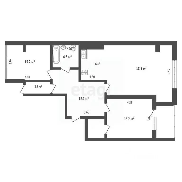 3-к кв. Крым, Симферополь ул. Семашко (110.0 м) - Фото 2