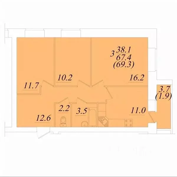 3-к кв. Вологодская область, Вологда Новгородская ул. (69.3 м) - Фото 0