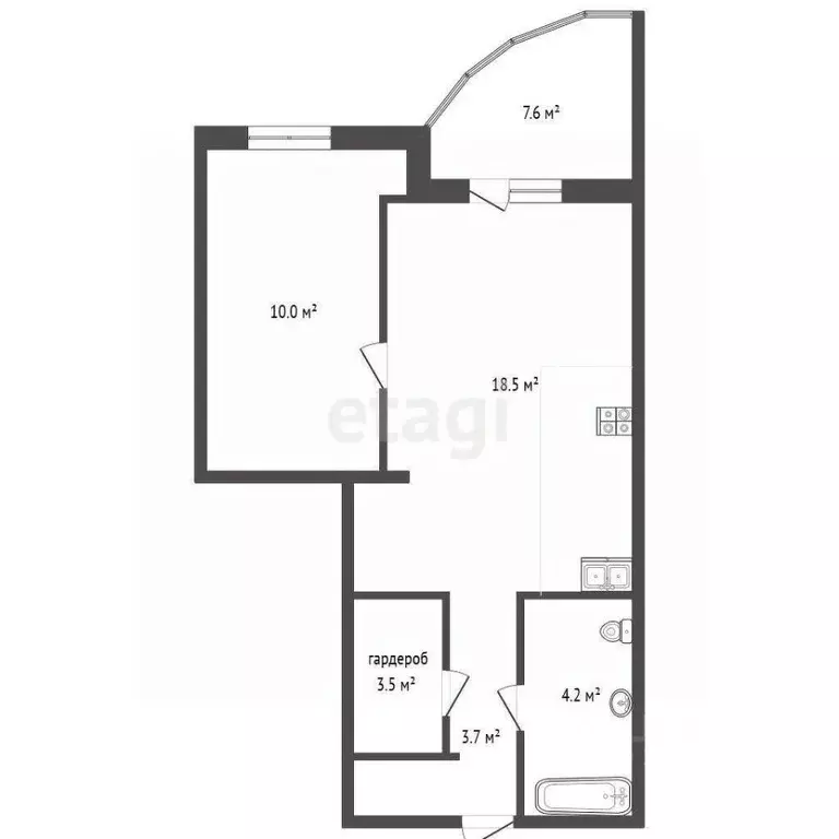 1-к кв. Тюменская область, Тюмень ул. Станислава Карнацевича, 4 (40.0 ... - Фото 1