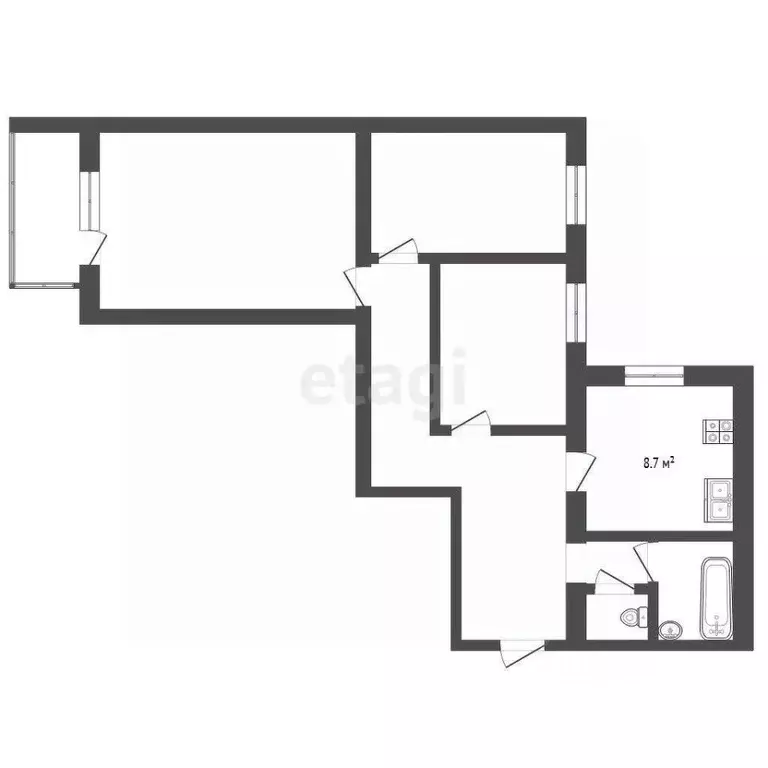 3-к кв. Башкортостан, Стерлитамак ул. Строителей, 69 (78.0 м) - Фото 2