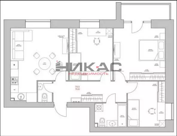 3-комнатная квартира: Ярославль, Ямская улица, 44А (76.6 м) - Фото 1