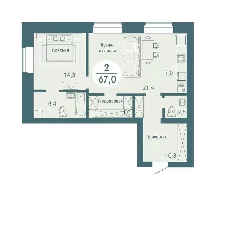 Продаётся 2-к квартира, 67 м - Фото 0