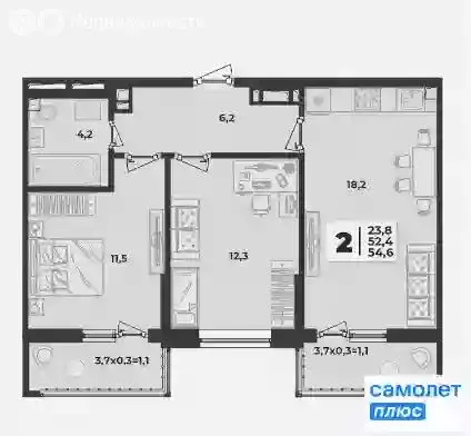 2-комнатная квартира: Краснодар, улица имени Генерала Корнилова, 1к1 ... - Фото 0