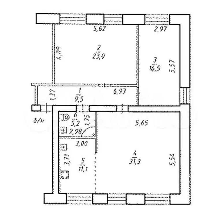 2-к. квартира, 97,4 м, 3/5 эт. - Фото 0