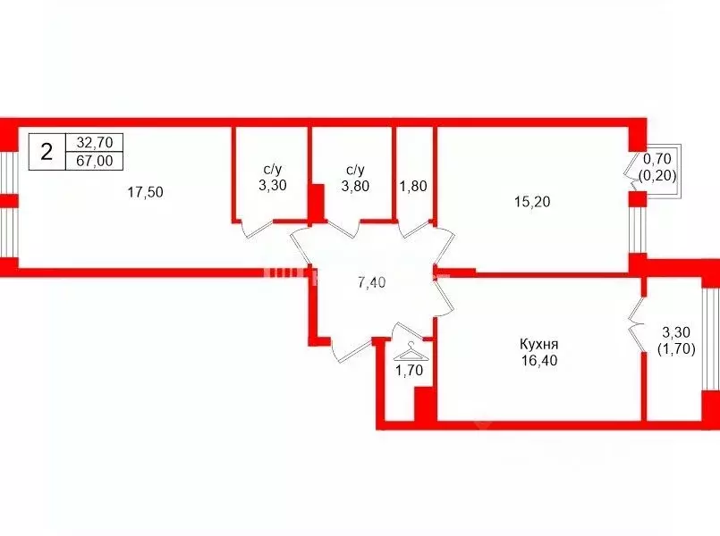 2-к кв. Ленинградская область, Ломоносовский район, Аннинское ... - Фото 2