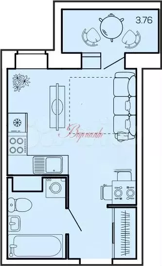 Квартира-студия, 24 м, 8/9 эт. - Фото 0