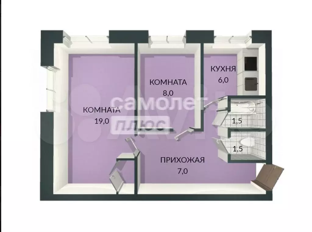 2-к. квартира, 42,2 м, 3/5 эт. - Фото 0
