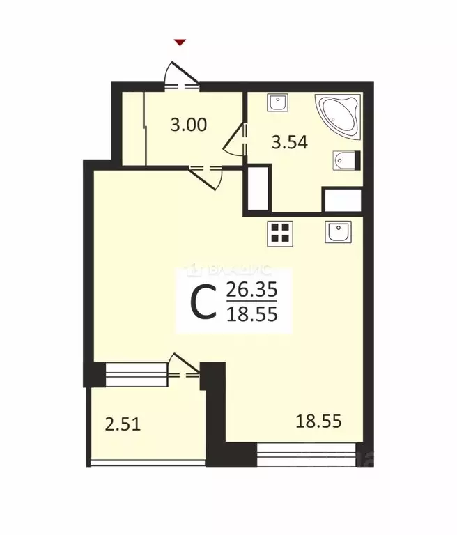 Студия Санкт-Петербург просп. Обуховской обороны, 36 (25.09 м) - Фото 2