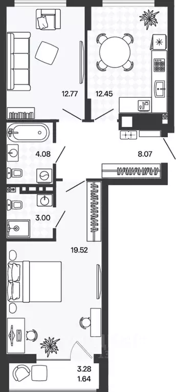 2-к кв. Калининградская область, Гурьевский муниципальный округ, пос. ... - Фото 1
