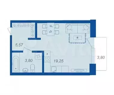Квартира-студия, 29,8 м, 7/17 эт. - Фото 1