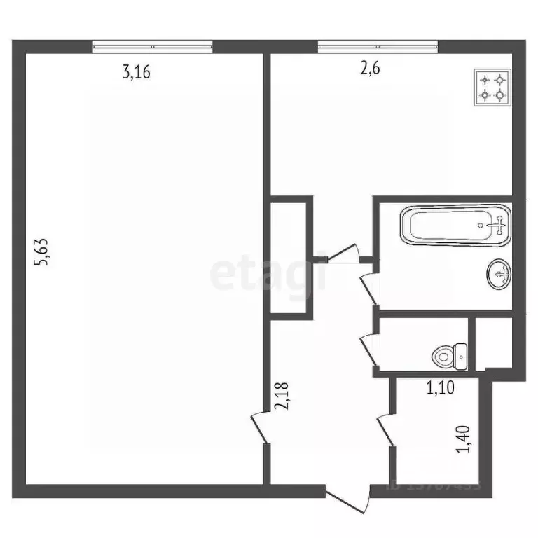 1-к кв. Санкт-Петербург ул. Добровольцев, 18 (30.3 м) - Фото 0