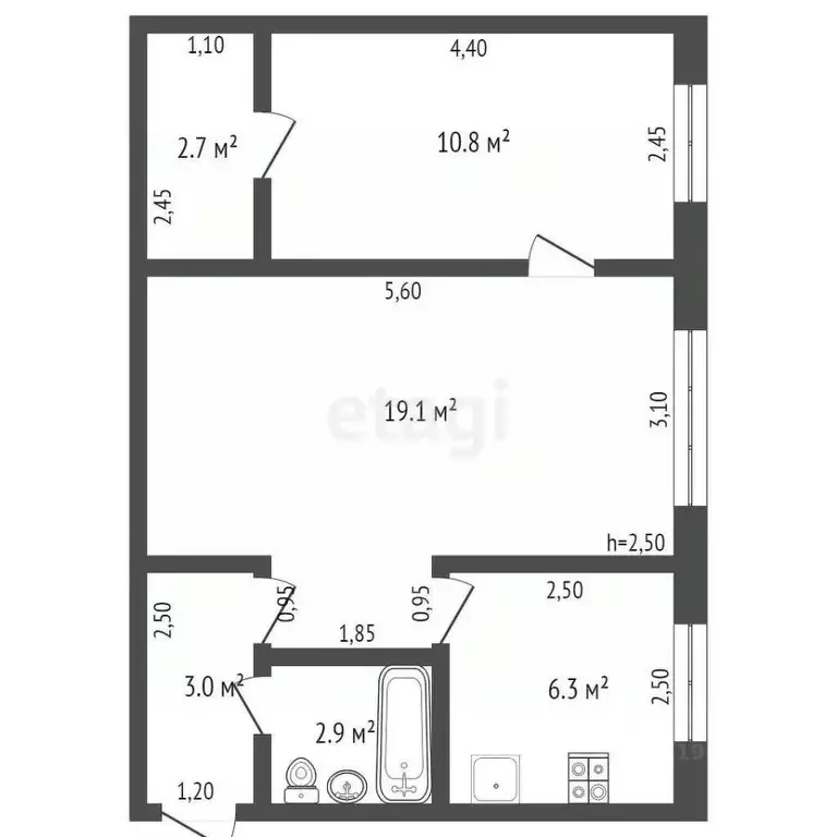 2-к кв. Брянская область, Дятьково ул. Ленина, 127 (46.0 м) - Фото 1