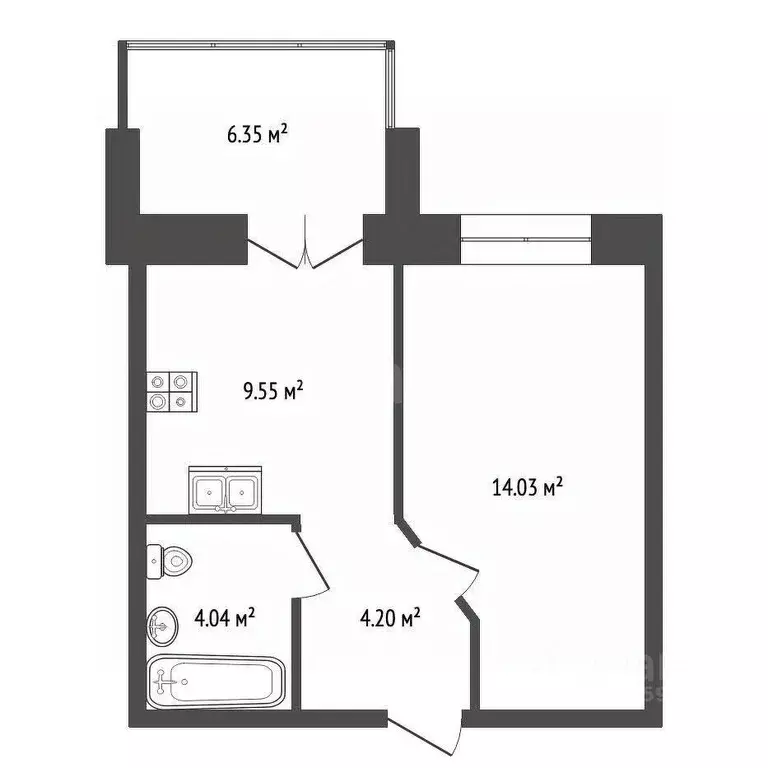 1-к кв. Ярославская область, Ярославль Лебедевская ул., 10 (33.1 м) - Фото 2