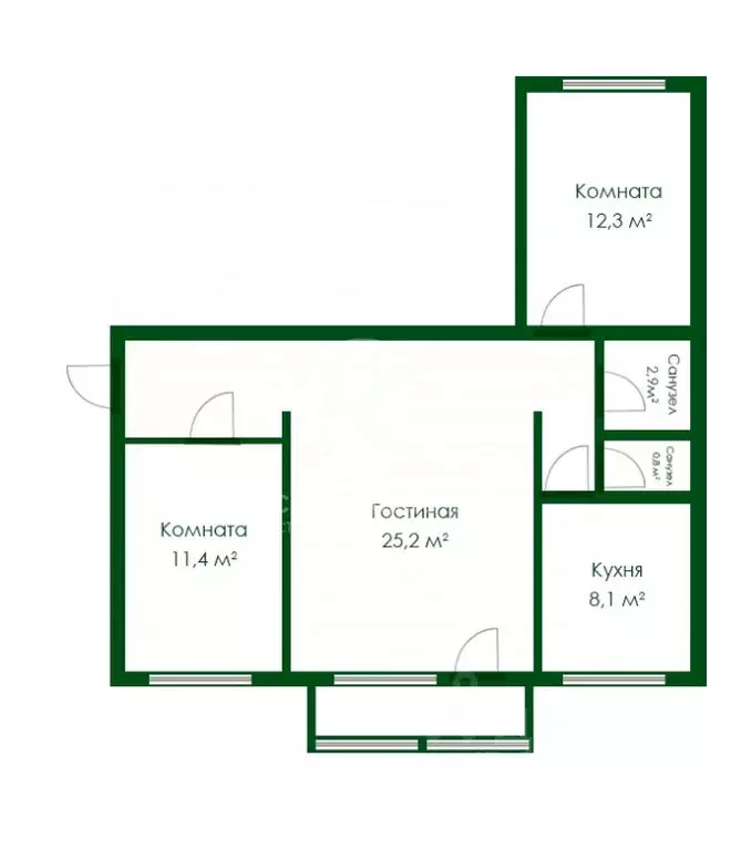 3-к кв. Московская область, пос. Молодежный 17 (70.3 м) - Фото 2