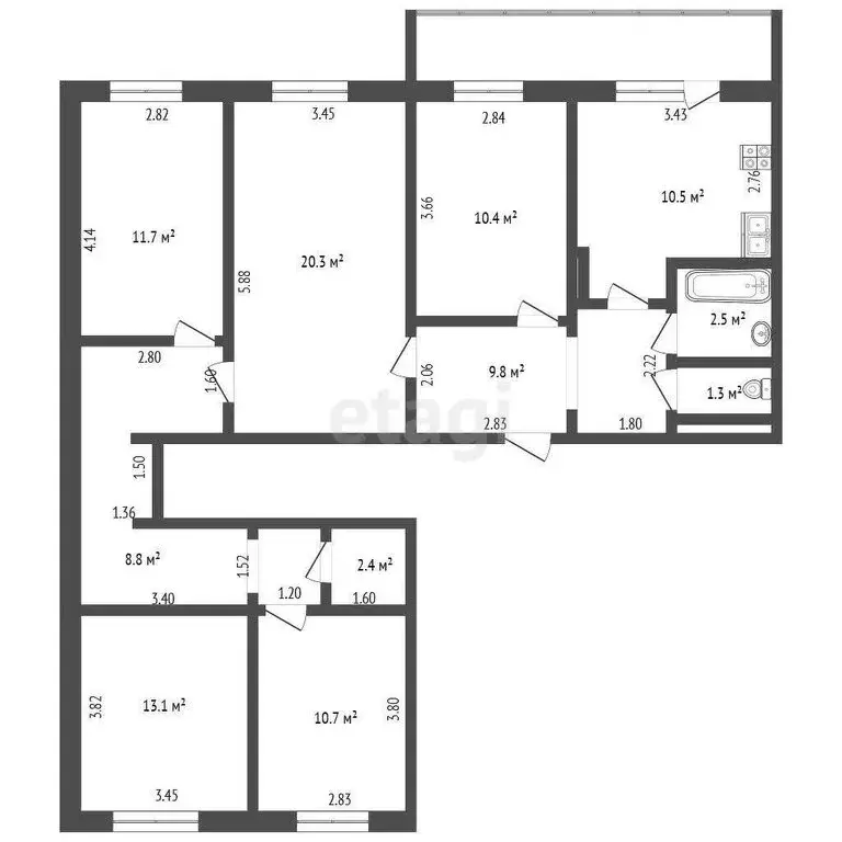 5-комнатная квартира: Якутск, улица Курнатовского, 1/4 (106.1 м) - Фото 0