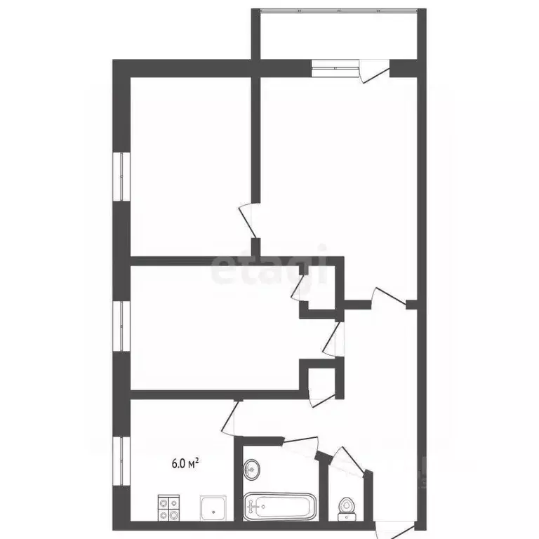 3-к кв. Тюменская область, Тюмень Парковая ул., 2А (52.7 м) - Фото 1