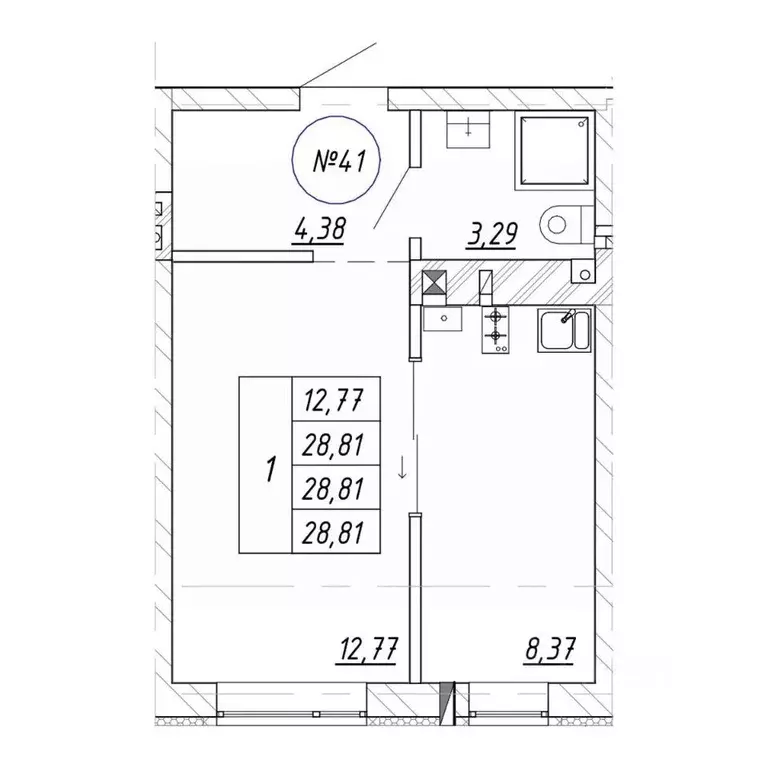1-к кв. Калининградская область, Зеленоградск  (28.81 м) - Фото 1