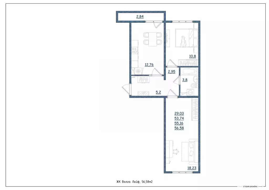 2-к кв. Тверская область, Тверь Новочеркасская ул., 49 (56.58 м) - Фото 2