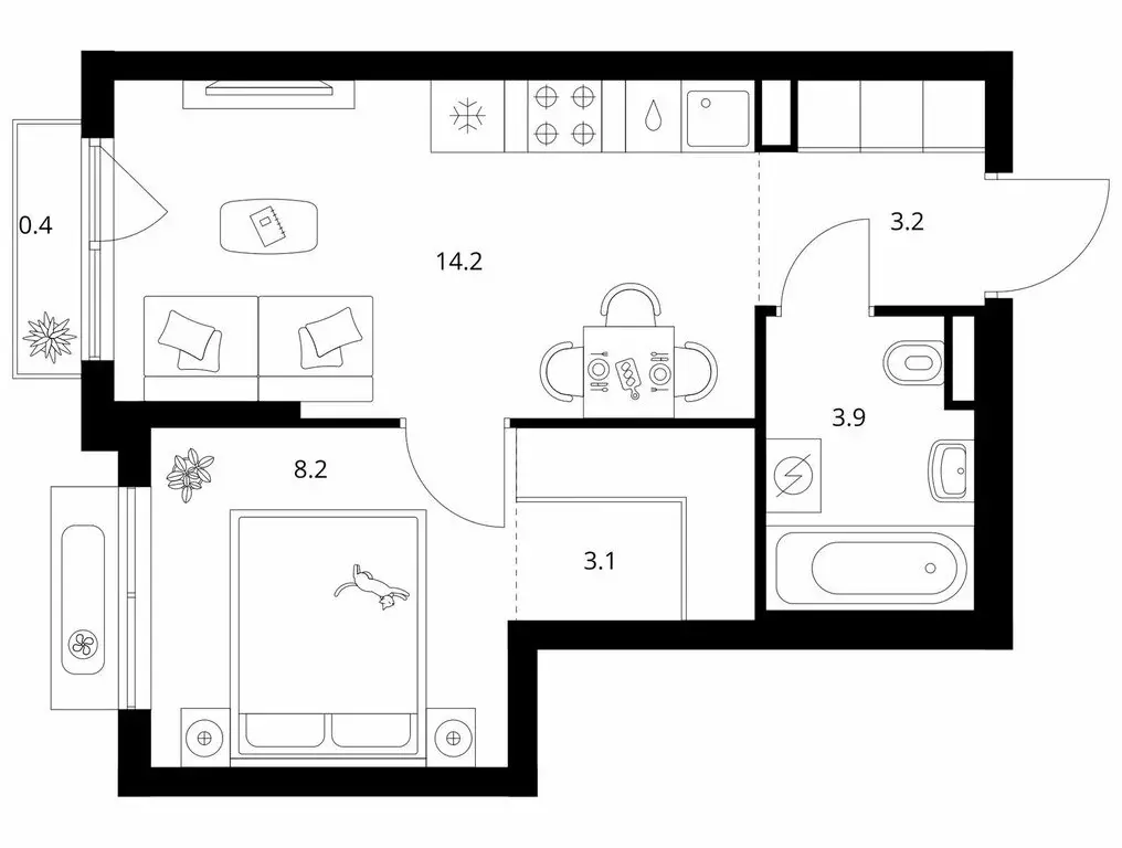 1-комнатная квартира: Ильинское-Усово, ЖК Ильинские Луга (33 м) - Фото 1