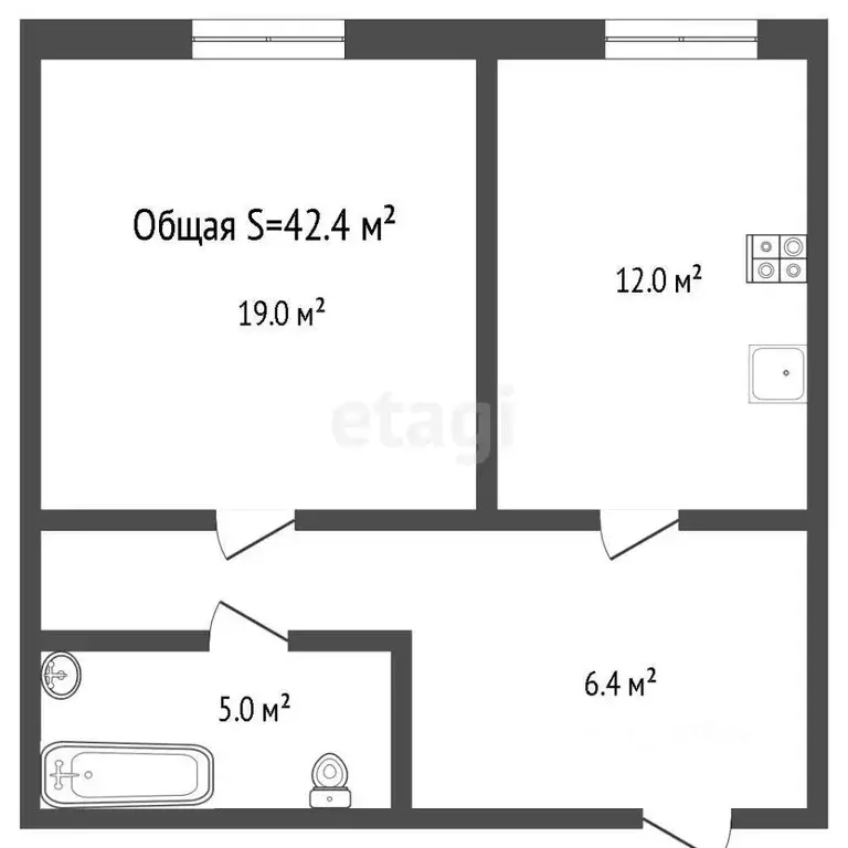 1-к кв. Брянская область, Брянск ул. Комарова, 53 (42.4 м) - Фото 1