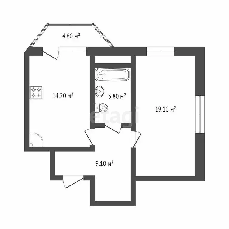 1-комнатная квартира: Тюмень, улица Пржевальского, 33к1 (47.6 м) - Фото 1