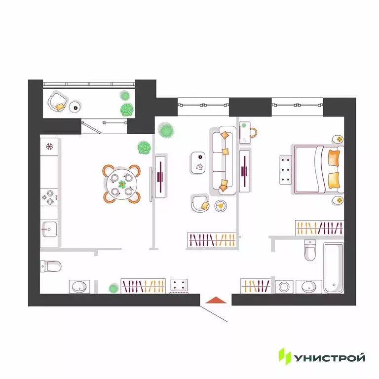 2-комнатная квартира: Тольятти, микрорайон Калина (56.78 м) - Фото 1