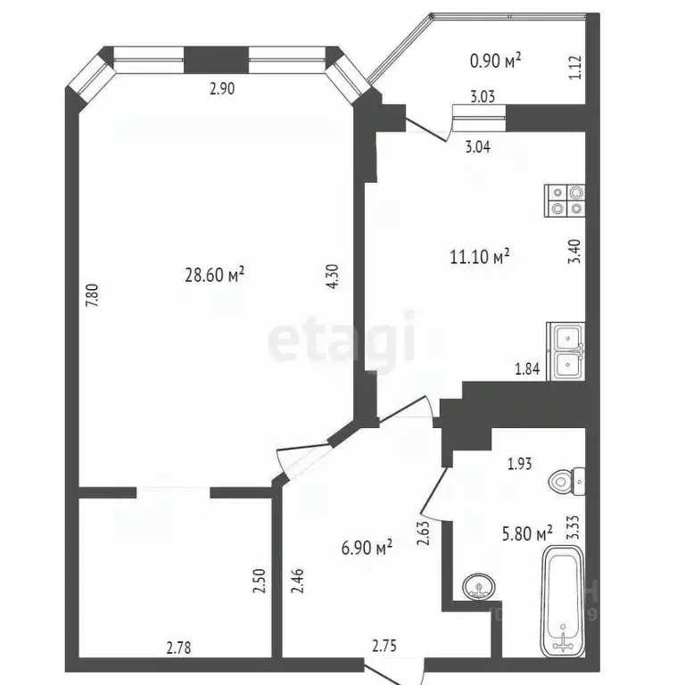 1-к кв. Краснодарский край, Геленджик Туристическая ул., 6к6 (52.4 м) - Фото 1