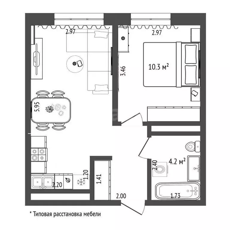 1-комнатная квартира: Тюмень, улица Александра Звягина, 12 (35.7 м) - Фото 1