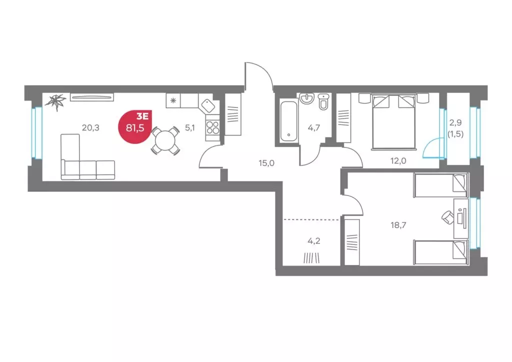 3-комнатная квартира: Пермь, Советская улица, 16А (81.5 м) - Фото 1
