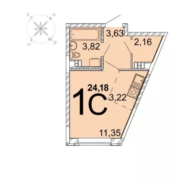 Квартира-студия: Екатеринбург, улица Академика Парина, 35 (25.4 м) - Фото 1