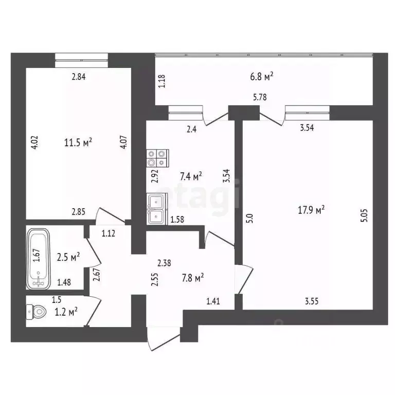 2-к кв. Башкортостан, Стерлитамак Коммунистическая ул., 89 (48.3 м) - Фото 0