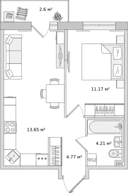 1-к кв. Ленинградская область, Всеволожский район, Свердловское ... - Фото 1