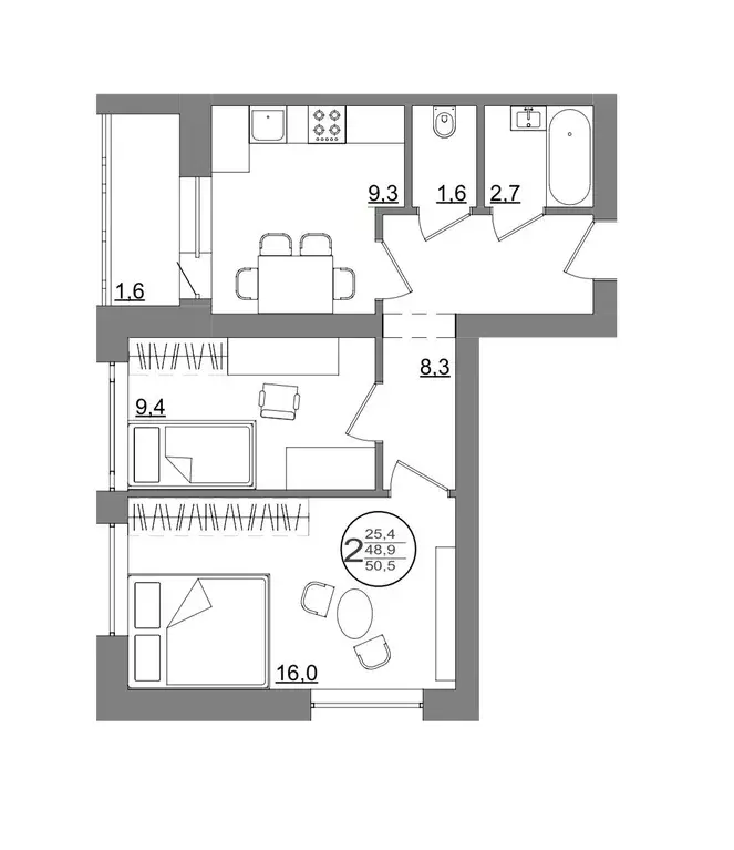 Продаётся 2-к квартира, 50.5 м - Фото 0