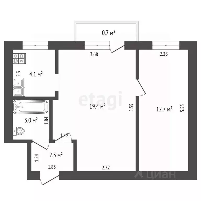 2-к кв. Крым, Евпатория ул. Казаса, 13 (41.5 м) - Фото 2