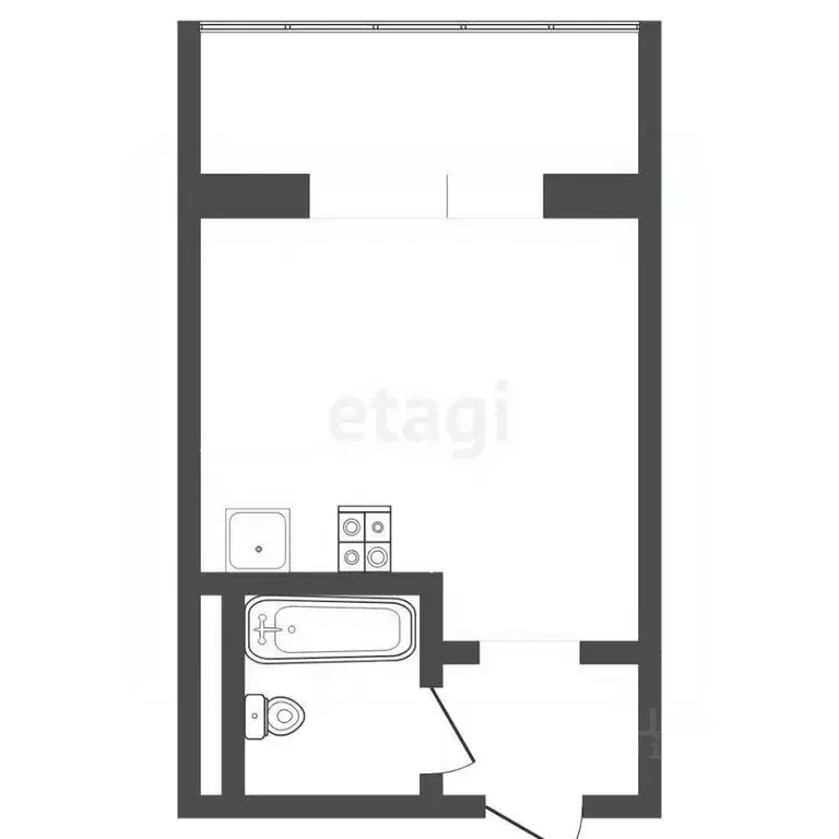 Студия Тюменская область, Тюмень Харьковская ул., 83 (17.0 м) - Фото 1