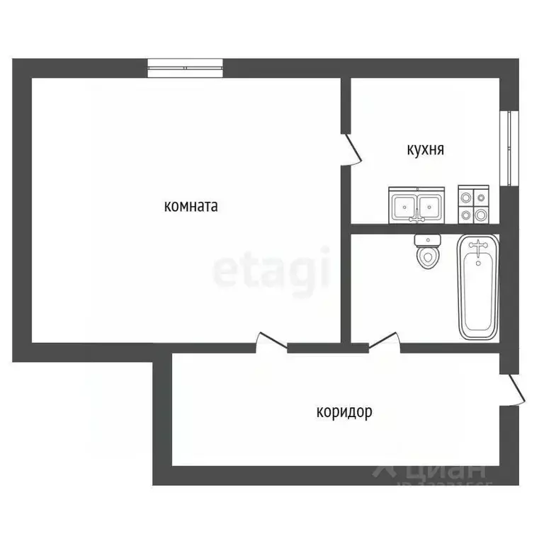 1-к кв. Челябинская область, Кыштым ул. Красной Звезды, 103 (30.9 м) - Фото 1