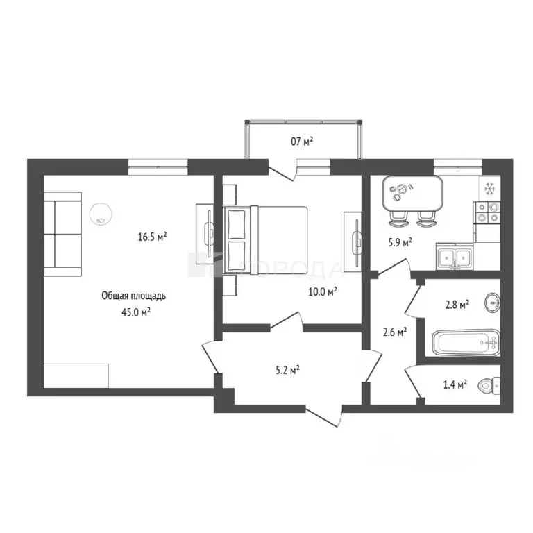 2-к кв. Новосибирская область, Новосибирск 1-й Краснодонский пер., 3 ... - Фото 1