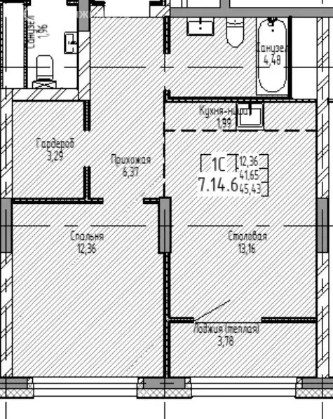 1-комнатная квартира: Новосибирск, улица Декабристов, 107/7 (45.53 м) - Фото 1