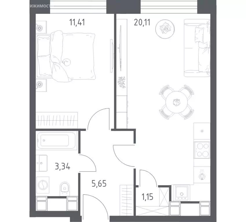 1-комнатная квартира: Москва, Пятницкое шоссе, 56Б (41.66 м) - Фото 1