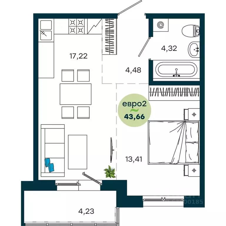 1-к кв. Иркутская область, Иркутск ул. Безбокова, 7А (43.66 м) - Фото 1