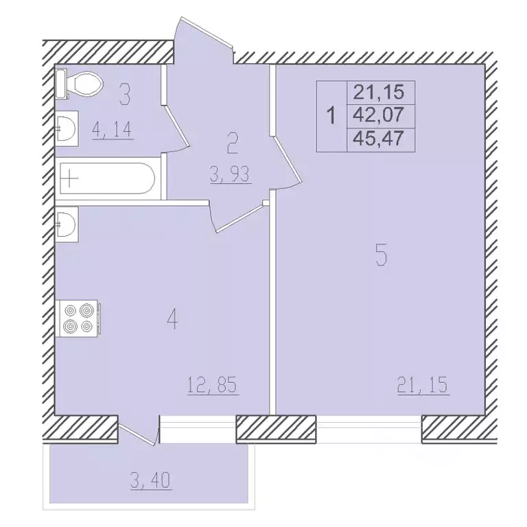 1-к кв. Адыгея, Майкоп городской округ, пос. Северный  (43.09 м) - Фото 1