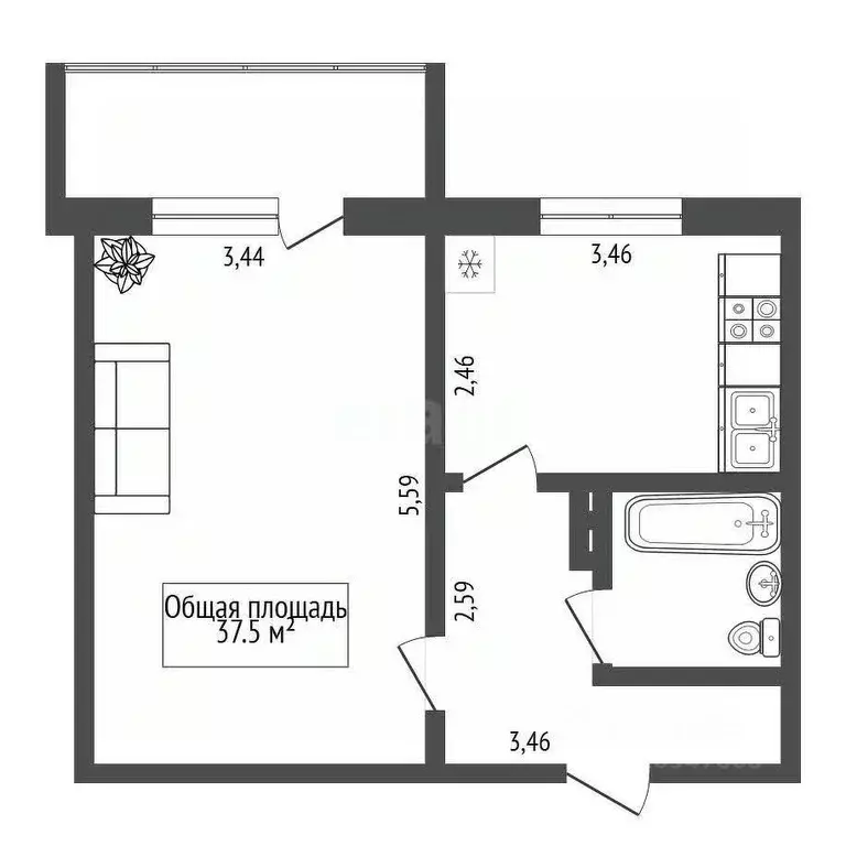 1-к кв. Новосибирская область, Новосибирск ул. Петухова, 99/2 (37.5 м) - Фото 1