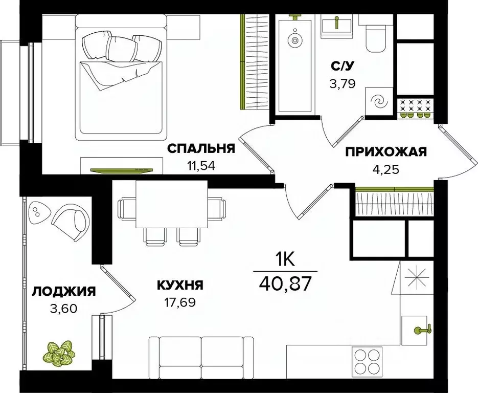 1-к кв. Тульская область, Тула  (40.87 м) - Фото 0
