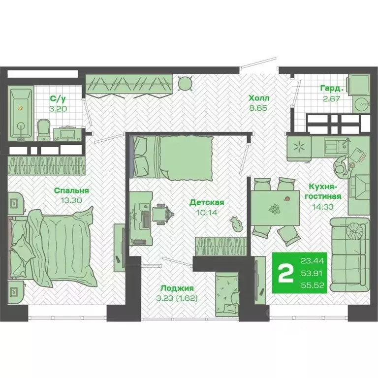 2-к кв. Приморский край, Владивосток Зеленый Бульвар 2 жилой комплекс ... - Фото 1