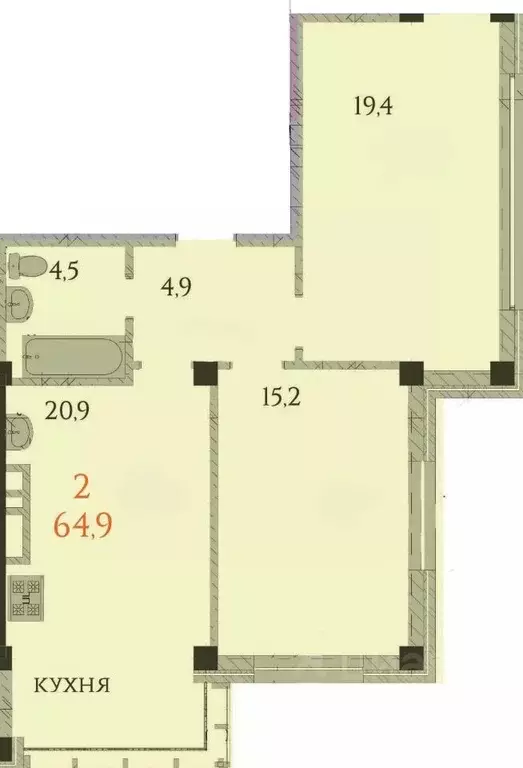 2-к кв. Ставропольский край, Ессентуки  (64.9 м) - Фото 1