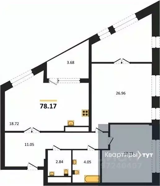 2-к кв. Воронежская область, Воронеж наб. Чуева, 7 (78.17 м) - Фото 0