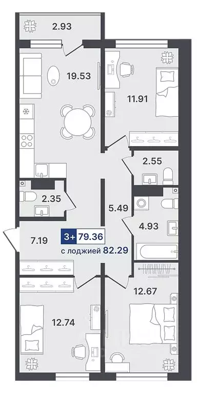 3-к кв. Тюменская область, Тюмень Гилевский жилрайон, Эпитеты жилой ... - Фото 1
