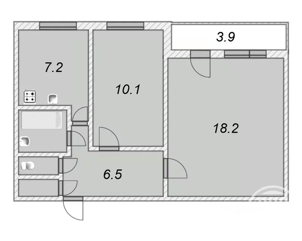 2-к кв. Санкт-Петербург просп. Косыгина, 9К2 (46.0 м) - Фото 1