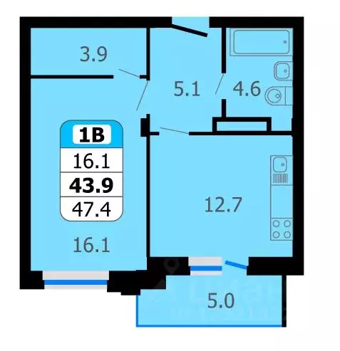1-к кв. Чувашия, Новочебоксарск Восточная ул., 1к2 (47.4 м) - Фото 0