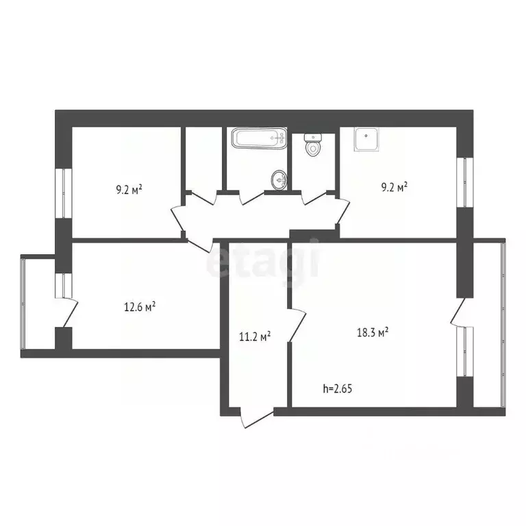 3-к кв. Красноярский край, Красноярск имени газеты Красноярский ... - Фото 1